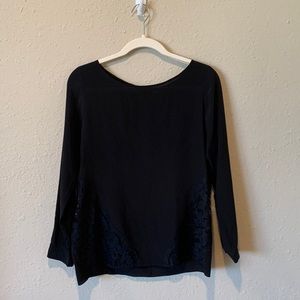 Club Monaco Black Silk/Lace Blouse (Sz S)